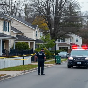 Police at a residential area in Detroit after a drive-by shooting