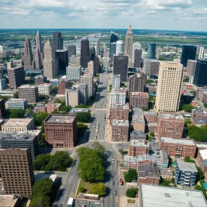 A view of Detroit highlighting economic disparities between revitalized and neglected areas.
