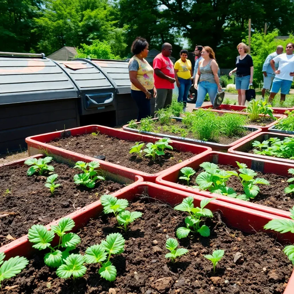 Community members participating in Detroit's food composting program