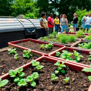 Community members participating in Detroit's food composting program