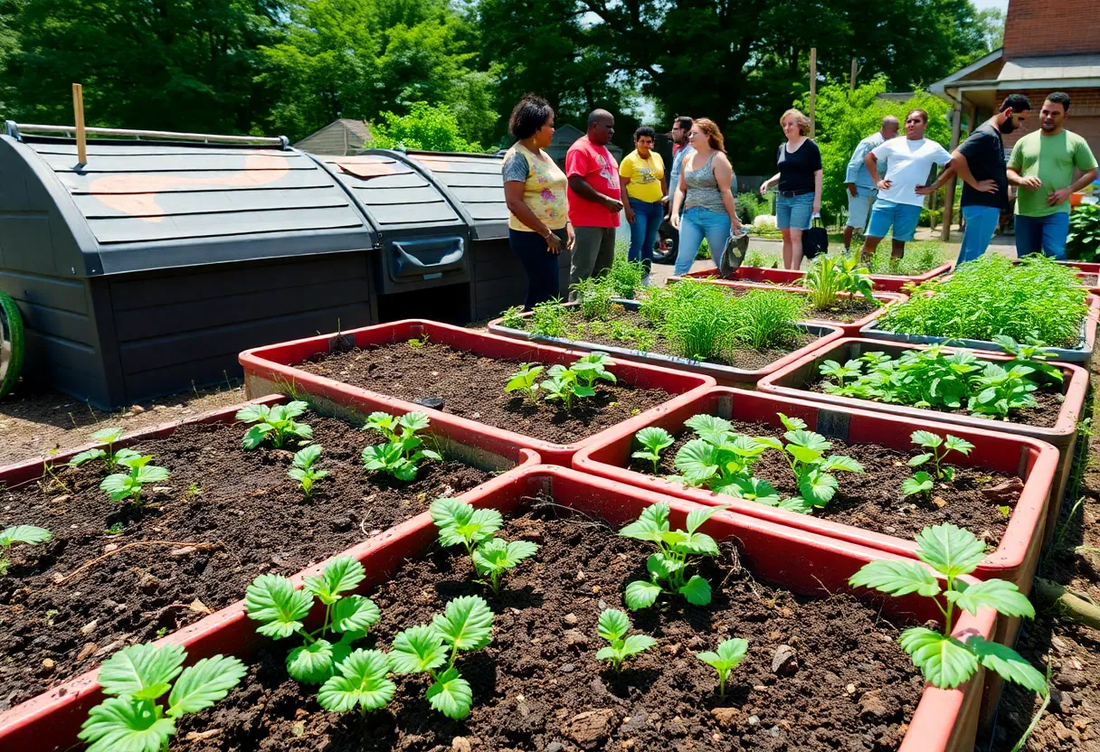 Community members participating in Detroit's food composting program