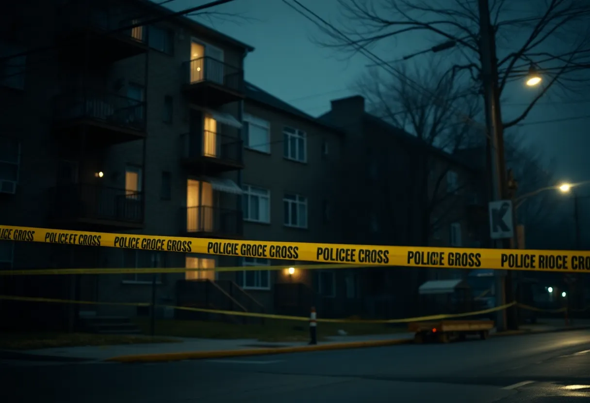 Somber urban scene in Detroit related to gun violence