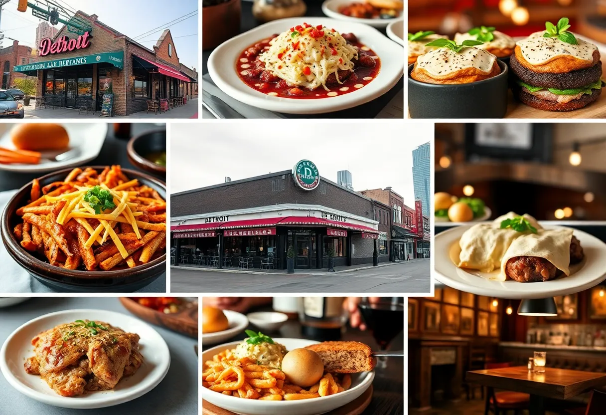 A visual representation of diverse cuisines from Detroit's iconic restaurants.