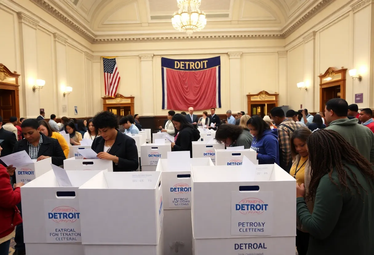 Detroit voters participating in the mayoral primary election