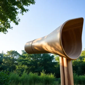 Wooden nature megaphone in Belle Isle Park