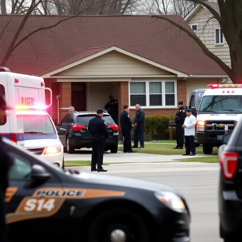 Detroit police at a standoff scene following a shooting