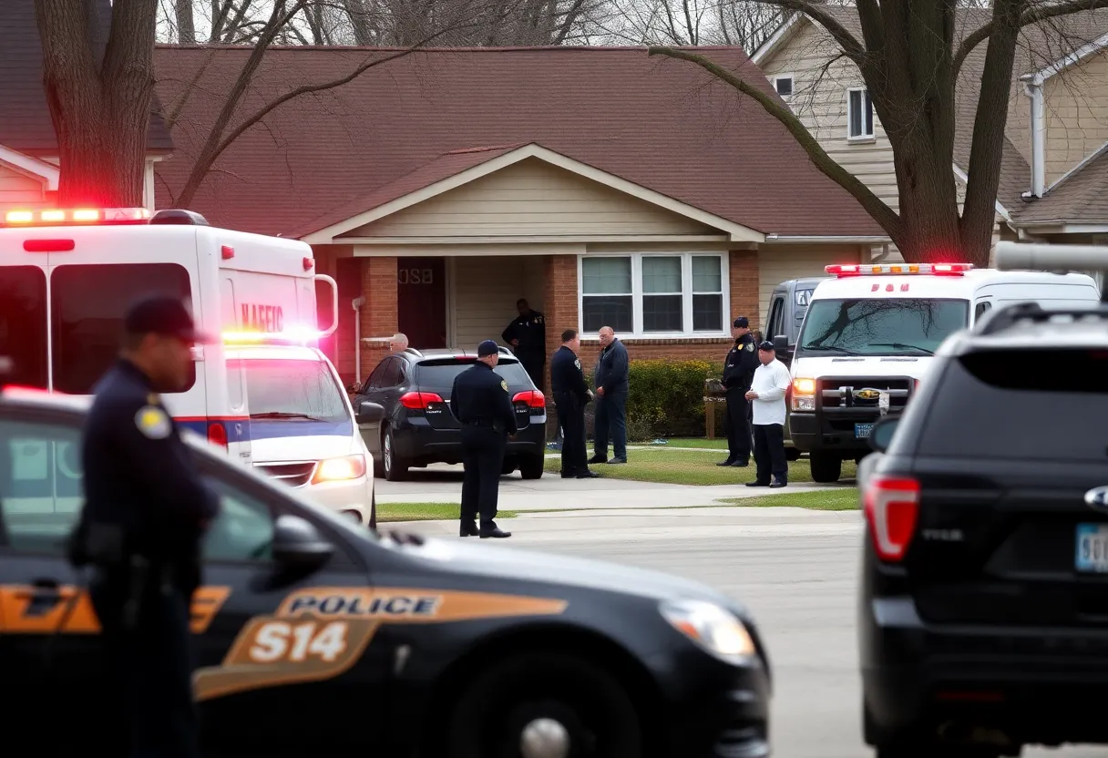 Detroit police at a standoff scene following a shooting