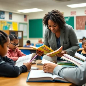 Students in a Detroit classroom focusing on reading improvement