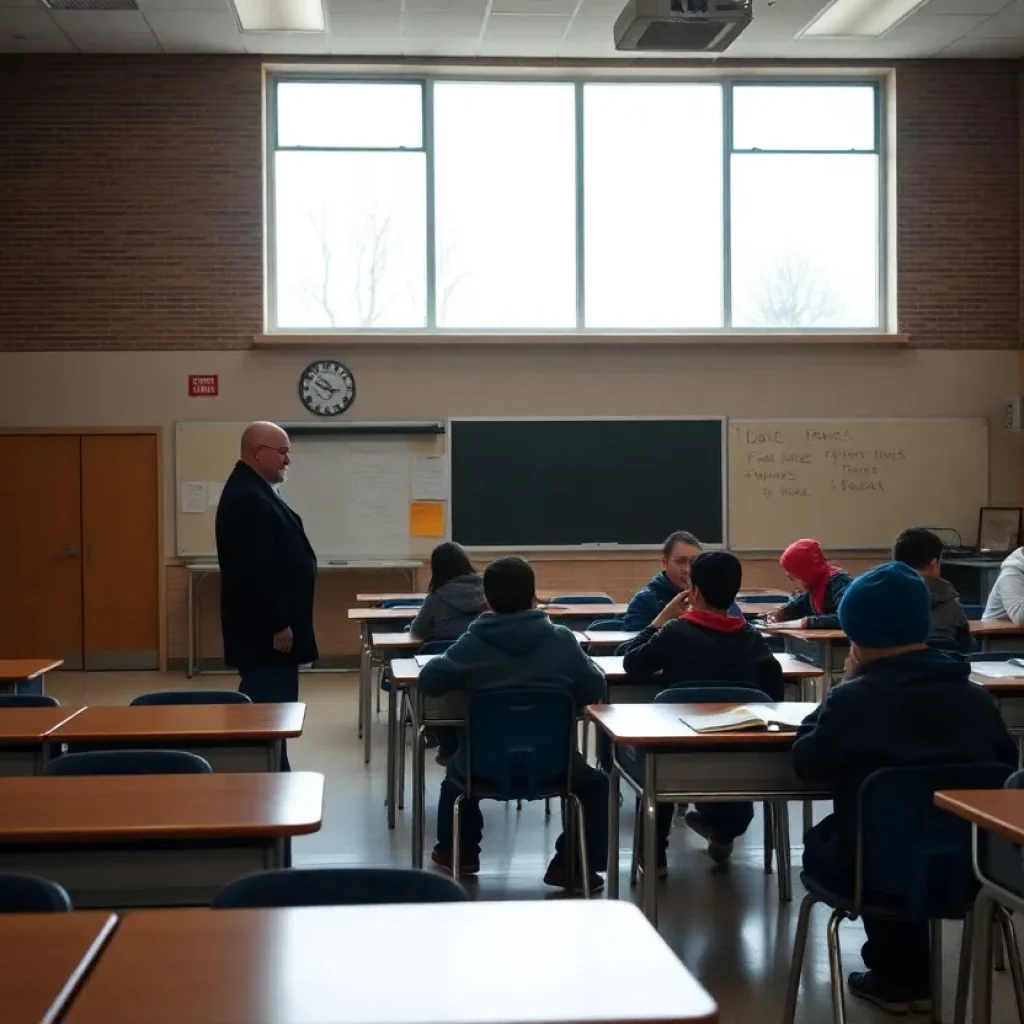 Empty classroom in Detroit school highlighting absenteeism issues