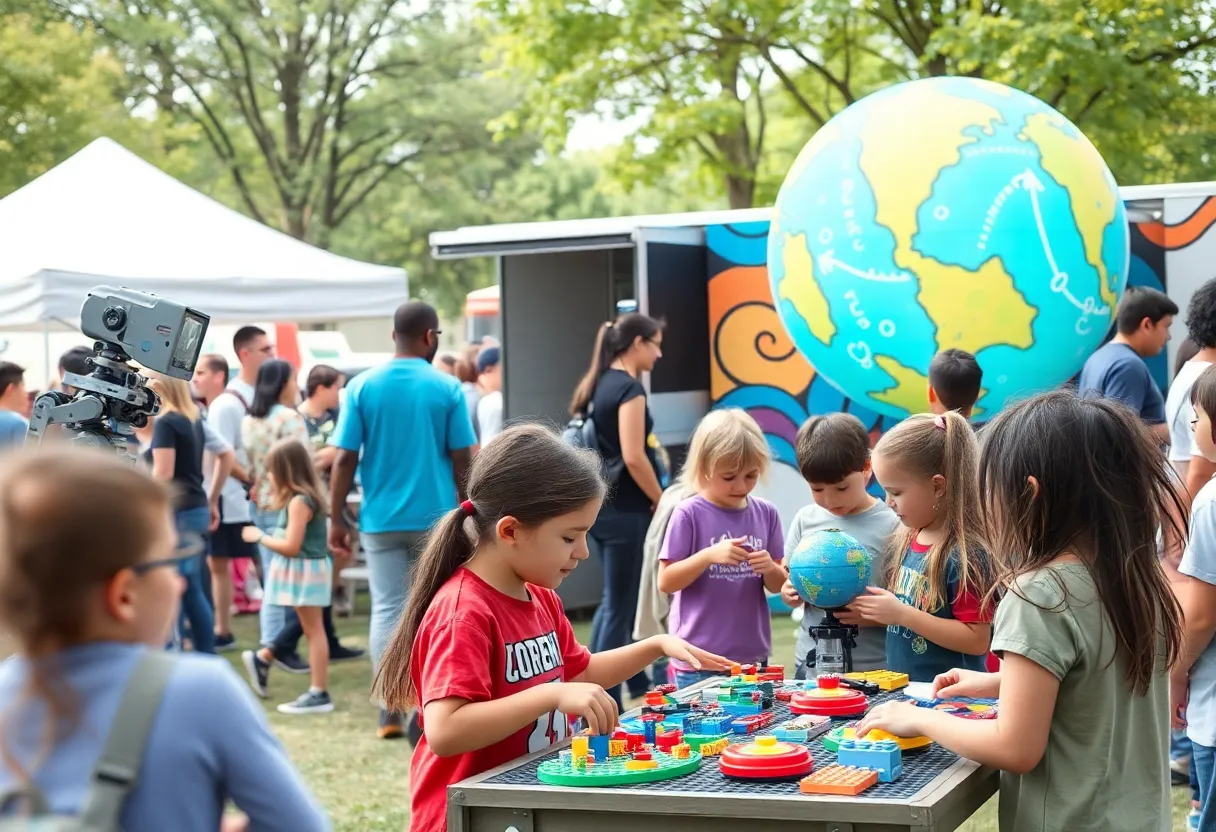 Children participating in various activities at the DTE Energy Summer STEAM Fair in Detroit.