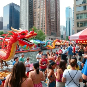 Crowd enjoying various events in downtown Detroit