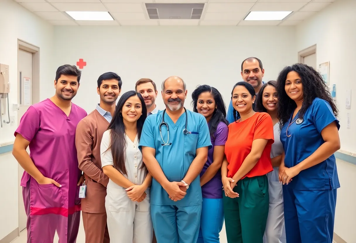 Healthcare professionals collaborating in a clinical setting.