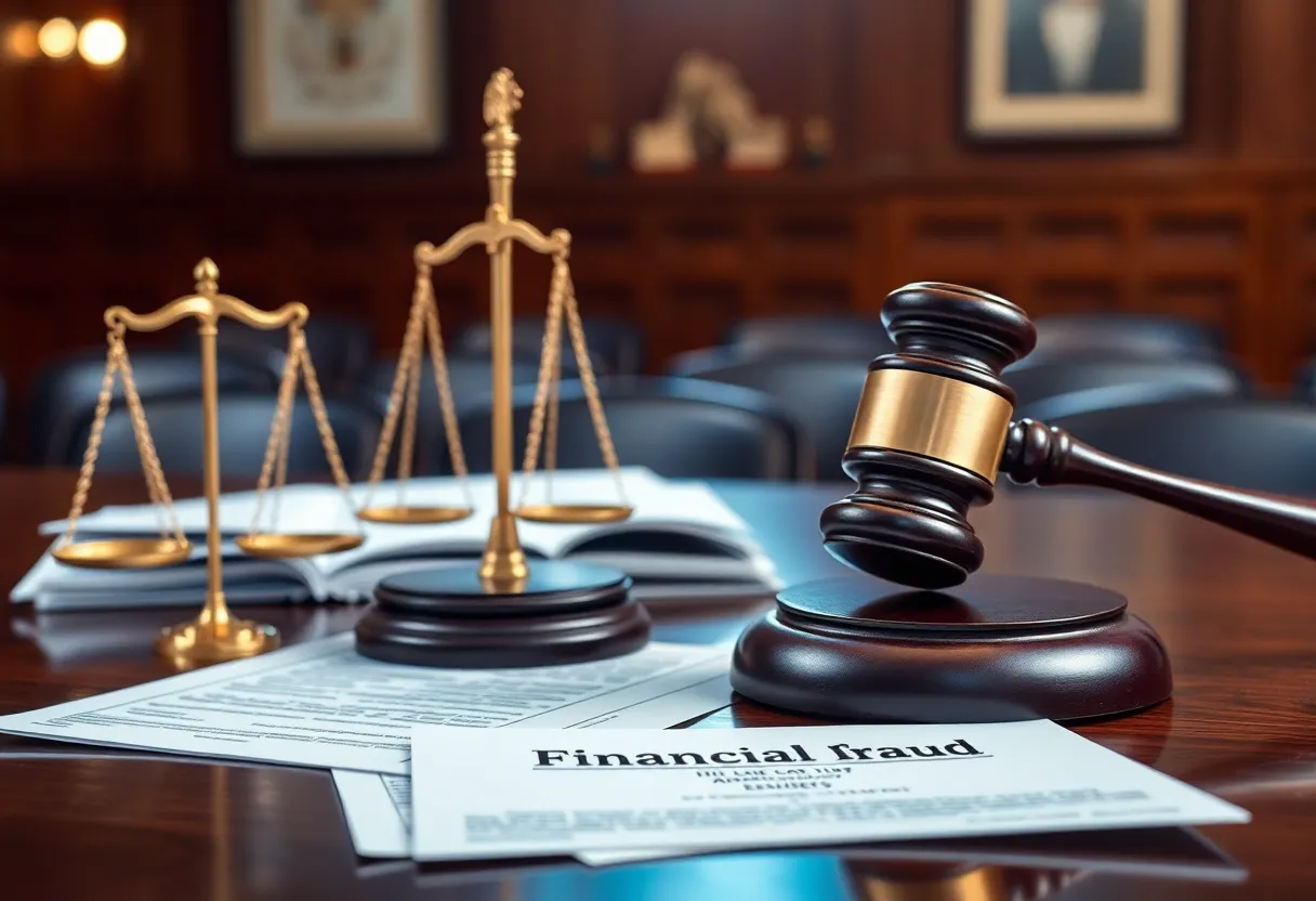 Courtroom scene symbolizing justice for investment fraud cases.