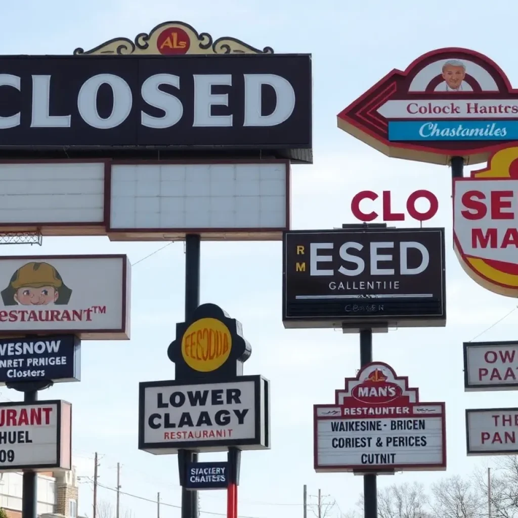 A collage of closed restaurant signs from various establishments in Metro Detroit.