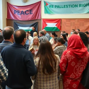 Attendees at the People’s Conference for Palestine in Detroit discussing Palestinian rights.