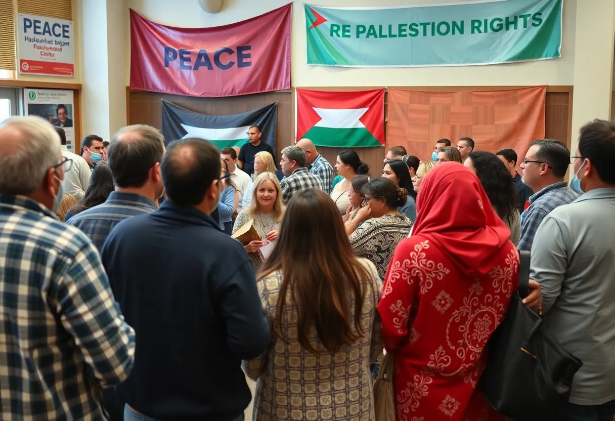 Attendees at the People’s Conference for Palestine in Detroit discussing Palestinian rights.