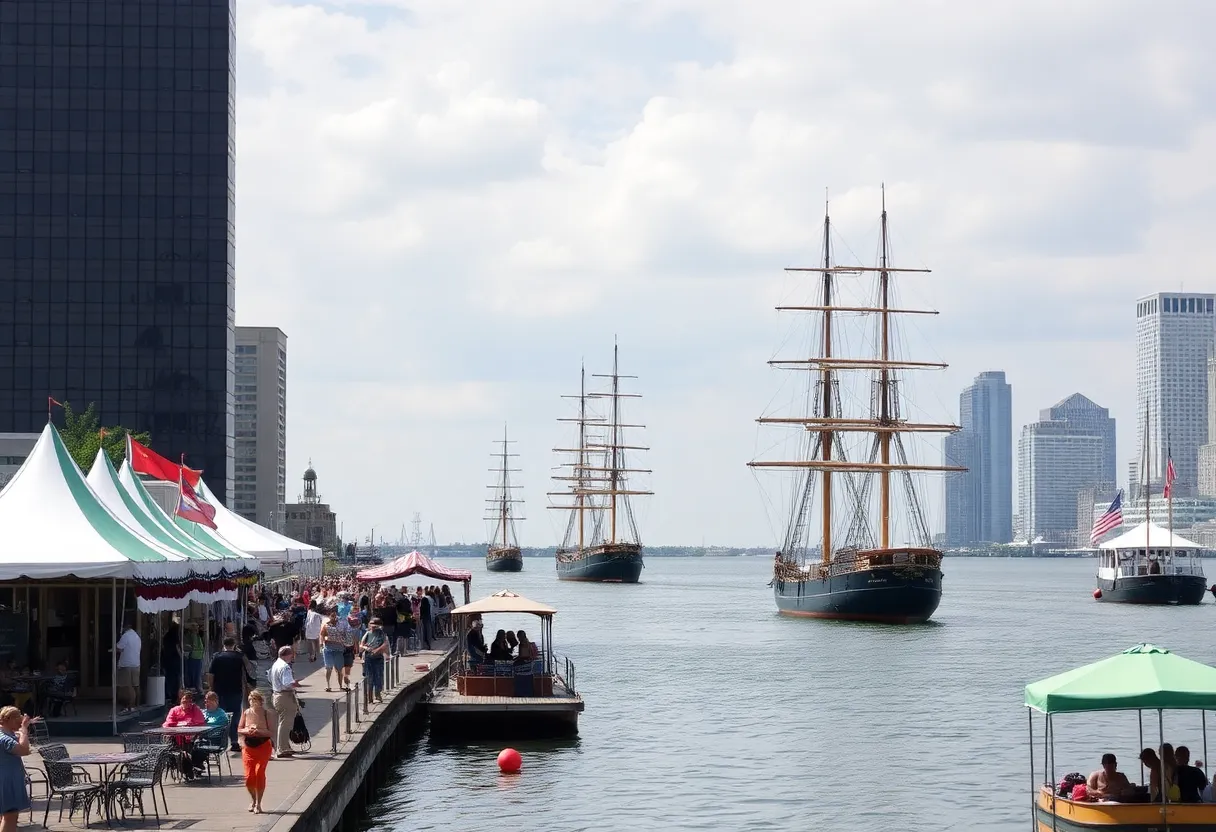 Tall ships sailing at the Sail Detroit Festival