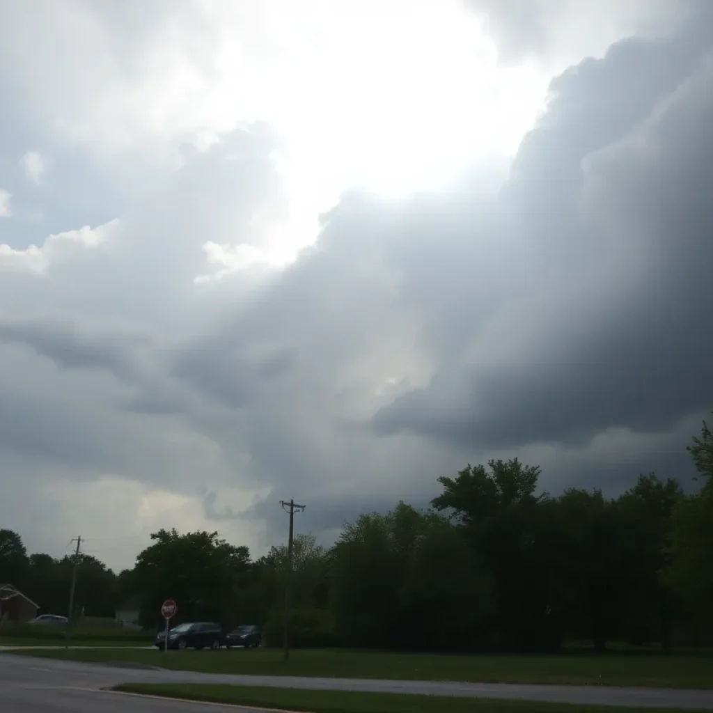 Weather conditions in Southeast Michigan with dark clouds and sunlight