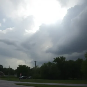 Weather conditions in Southeast Michigan with dark clouds and sunlight