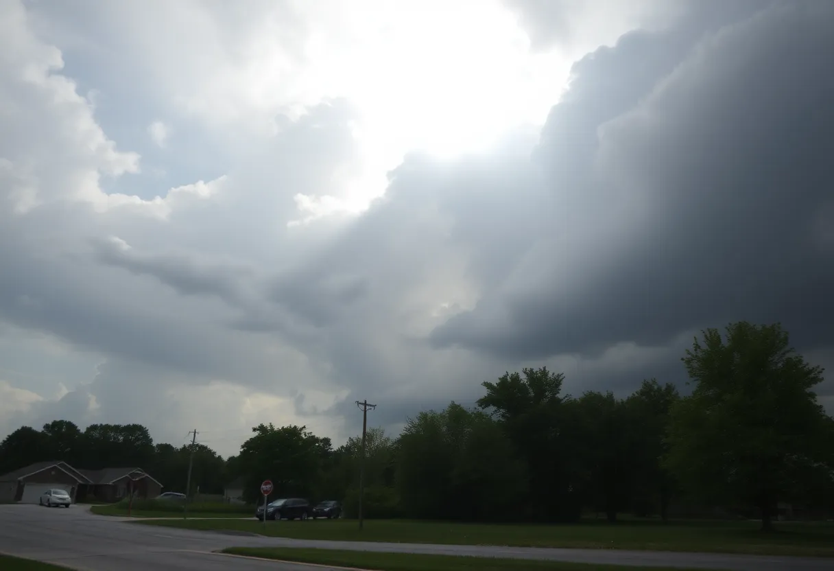 Weather conditions in Southeast Michigan with dark clouds and sunlight
