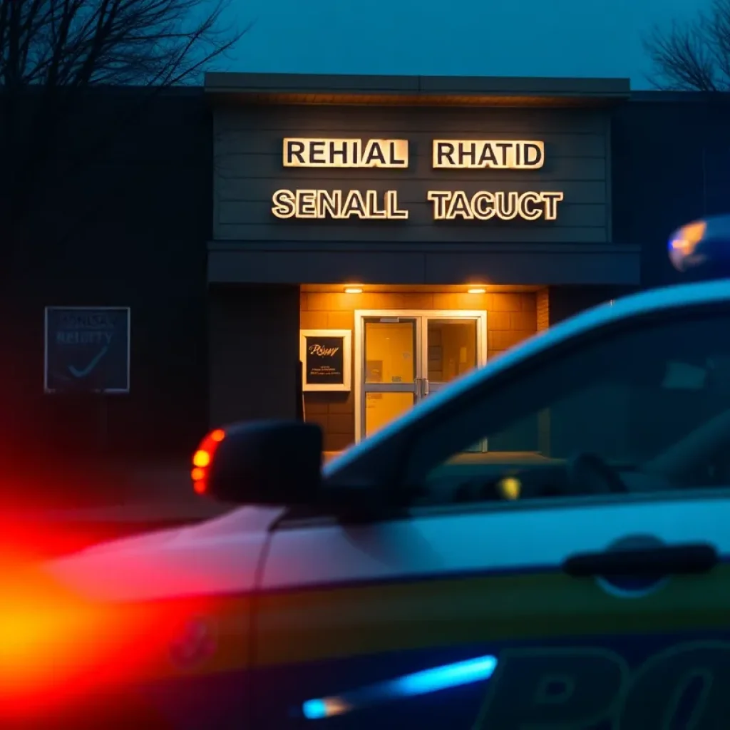 Police car at the scene of a domestic violence incident