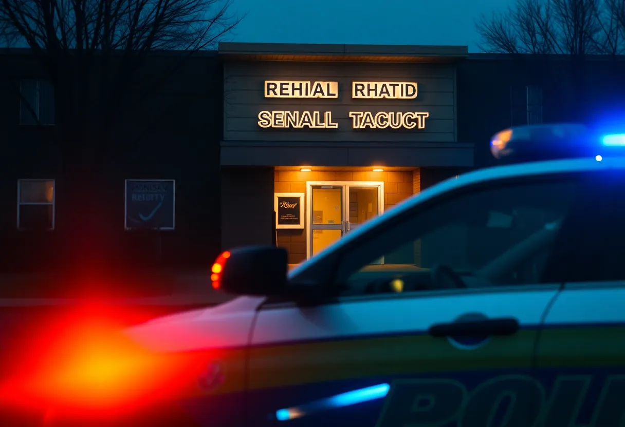 Police car at the scene of a domestic violence incident