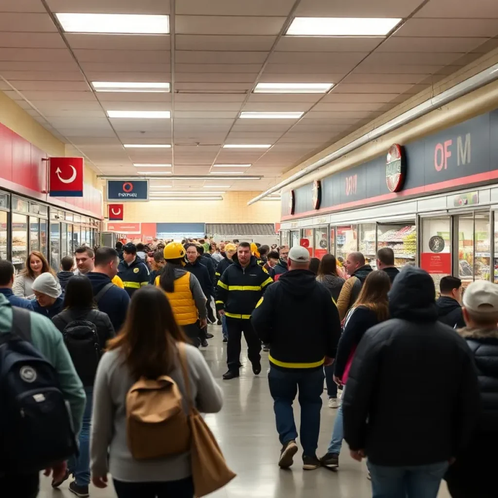 Emergency responders at a supermarket after a stabbing incident