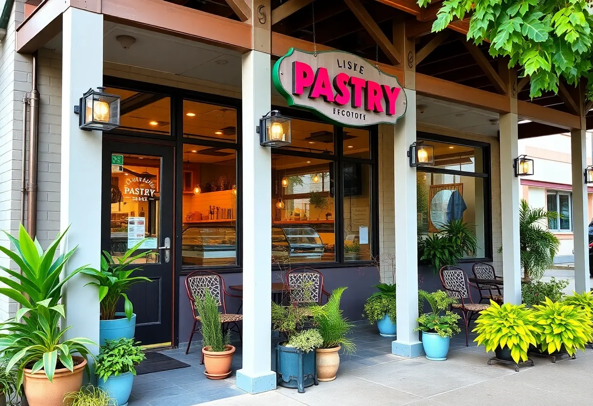 Exterior of Warda Pâtisserie with outdoor seating