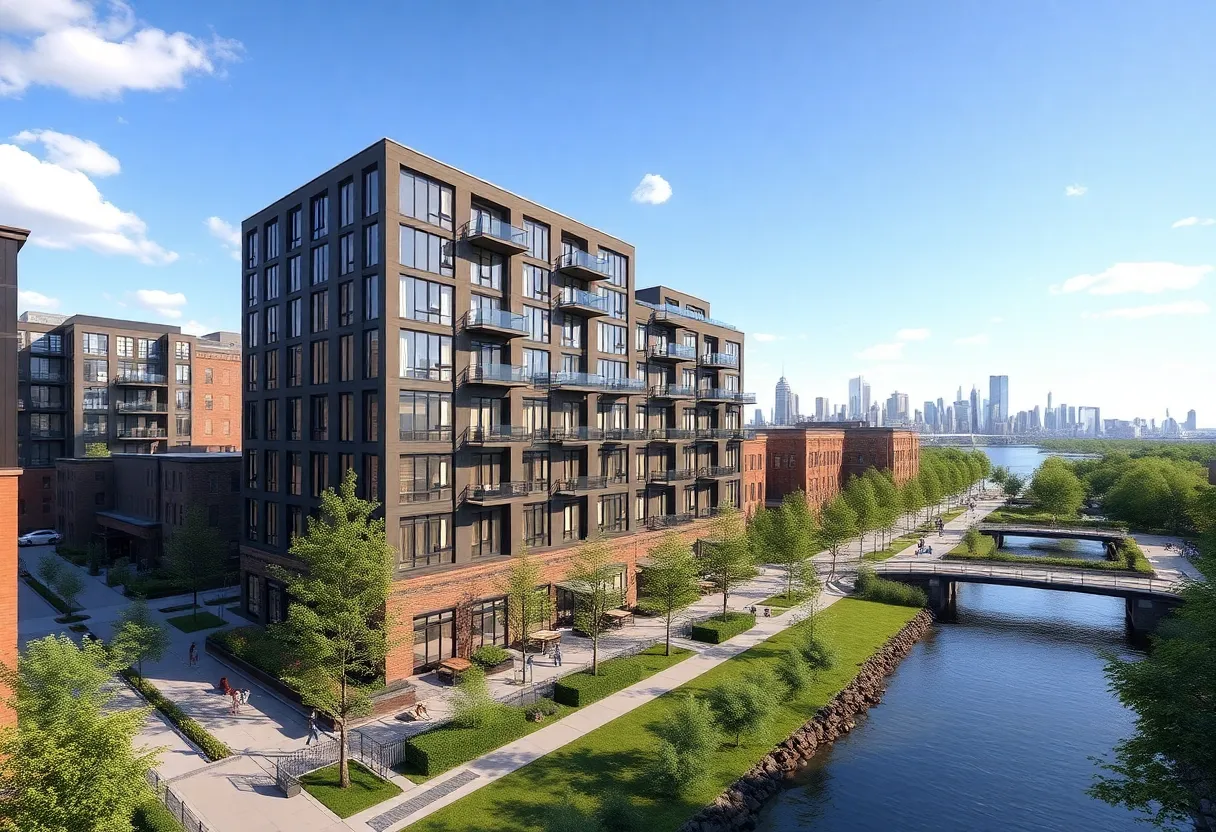 Artist's impression of Wayne Lofts redevelopment in Detroit