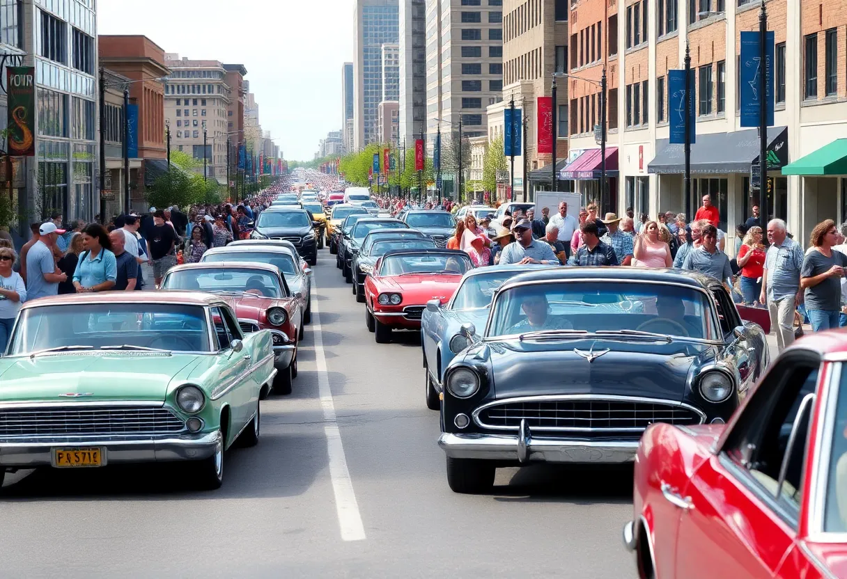 Vibrant display of vehicles at Woodward Dream Cruise