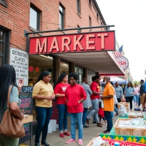 Community members gathered at Eastern Market in Detroit