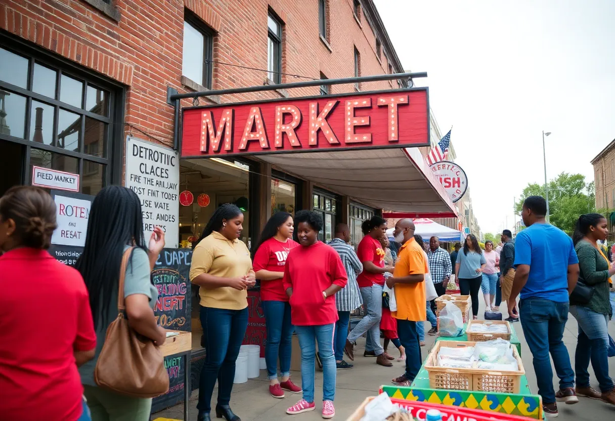 Community members gathered at Eastern Market in Detroit