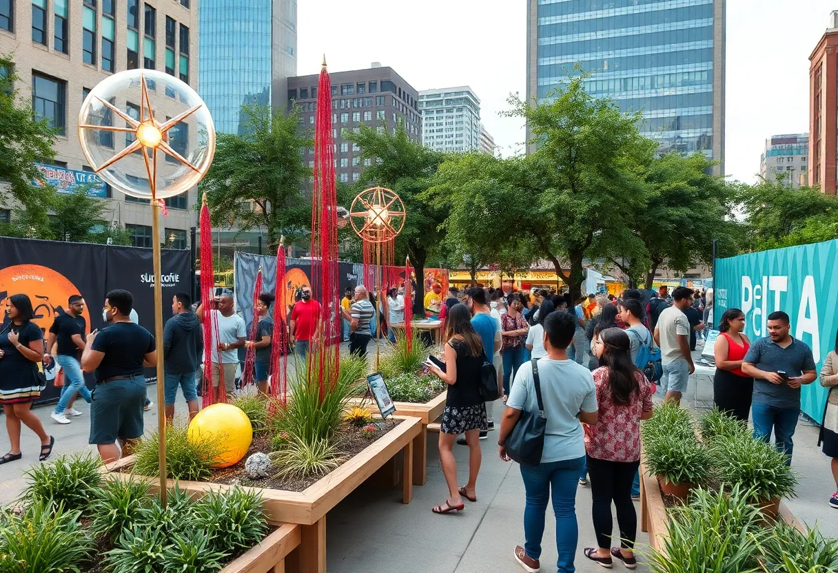 Engaged community members participating in art and technology projects in Detroit.