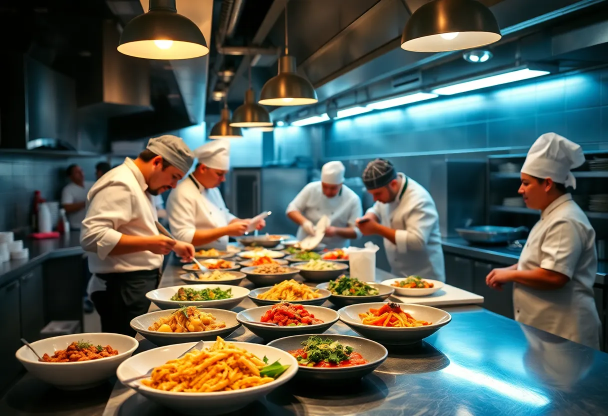 Chefs competing in a Detroit kitchen