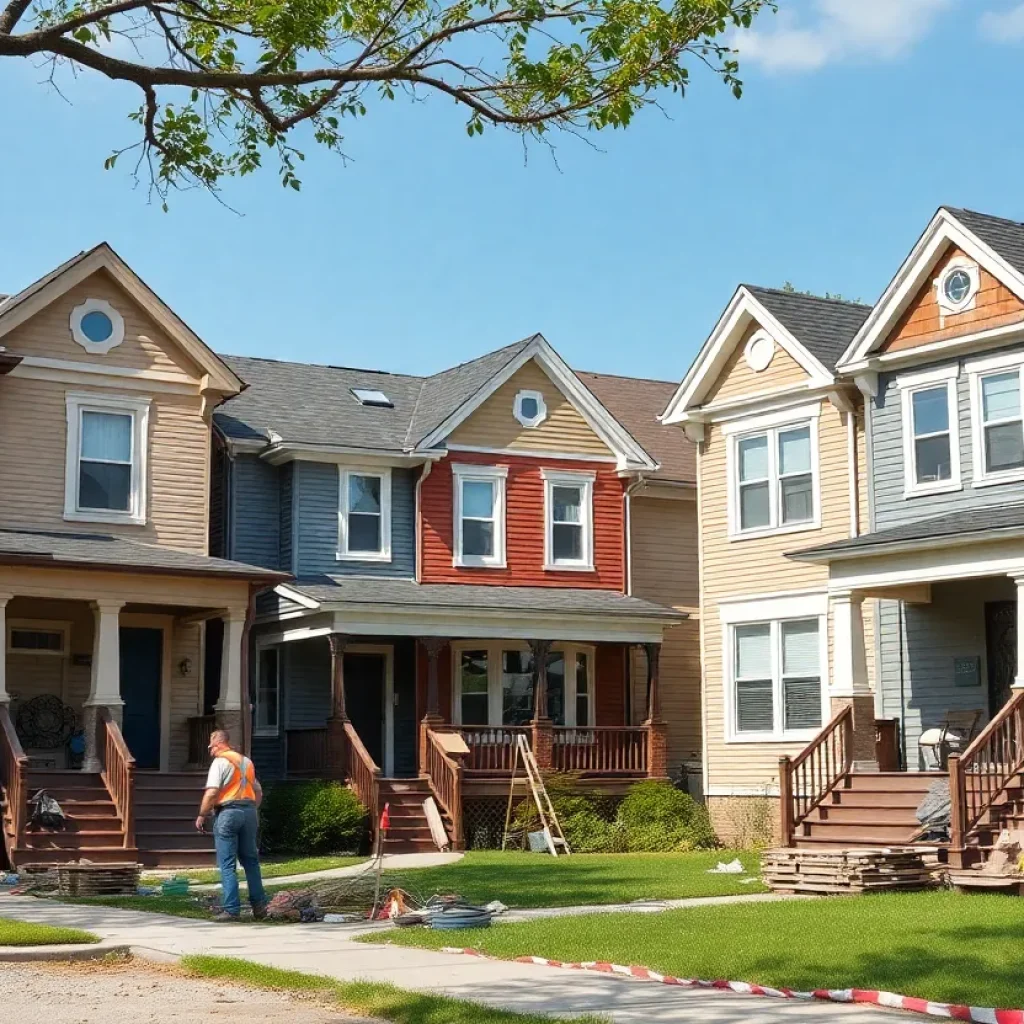 Homes undergoing renovation in Detroit