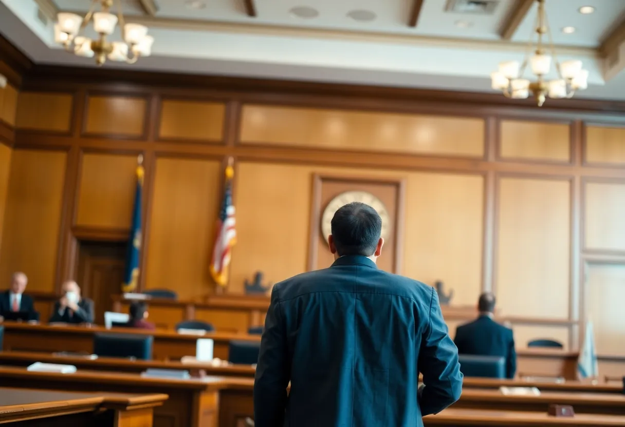 Courtroom depicting a legal ruling related to immigration rights.