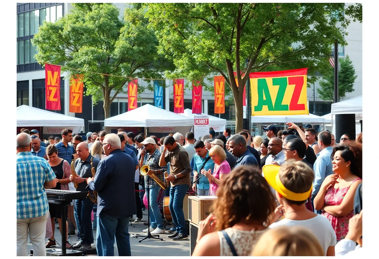Crowd enjoying performances at the Detroit Jazz Festival