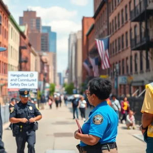 Community members engaging with local police during a public safety event in Detroit.