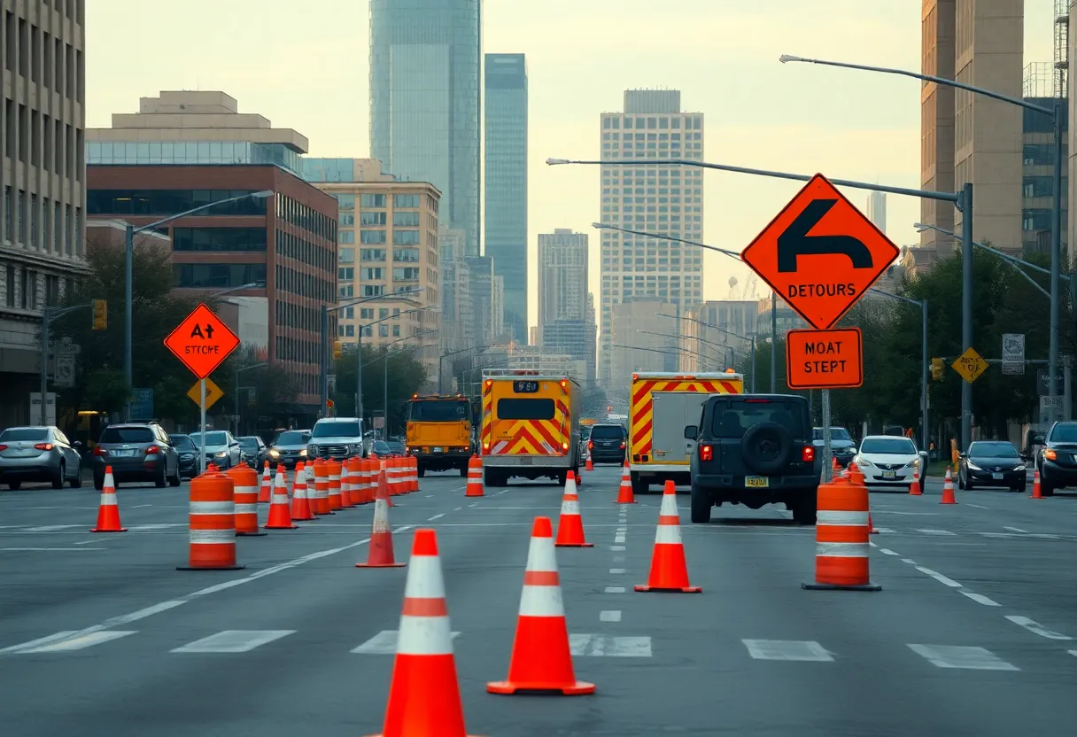 Metro Detroit road construction scene