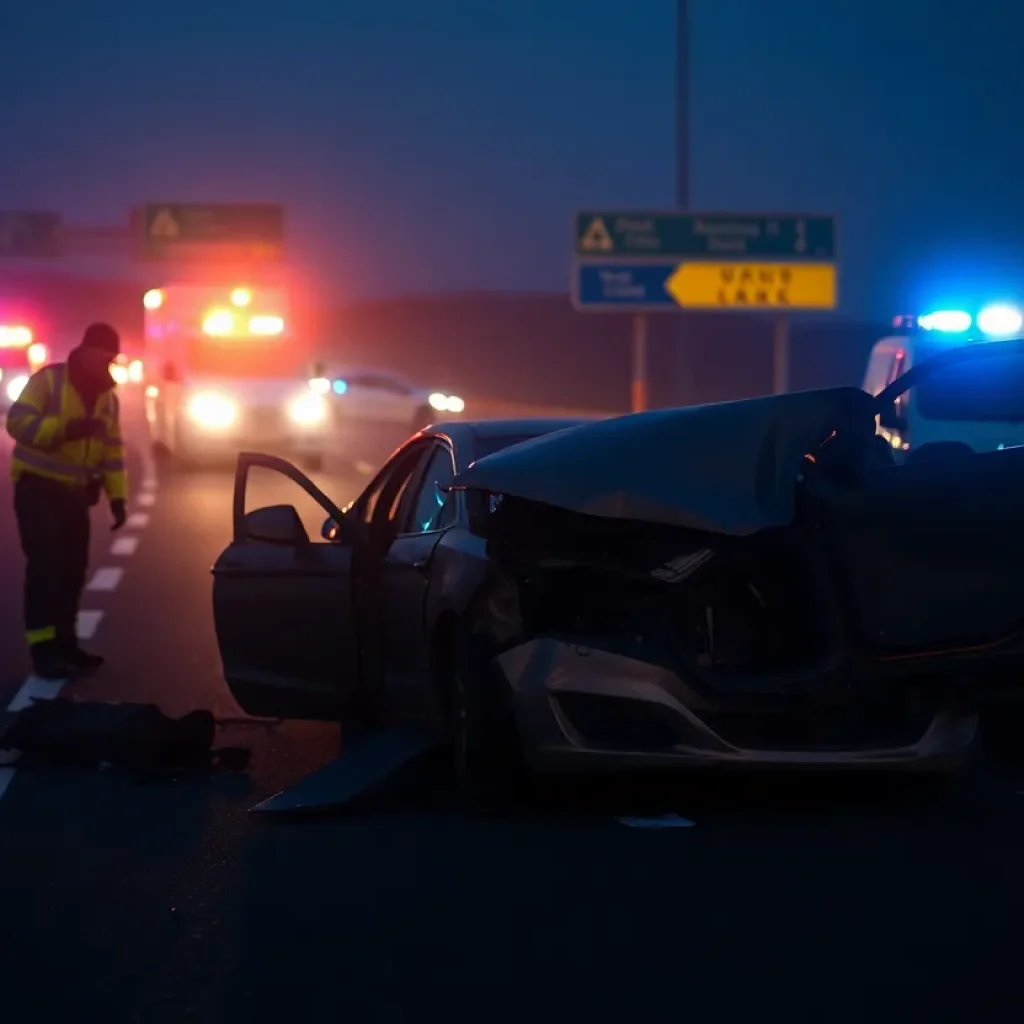 Scene of a rollover car accident on M-10 Lodge Freeway