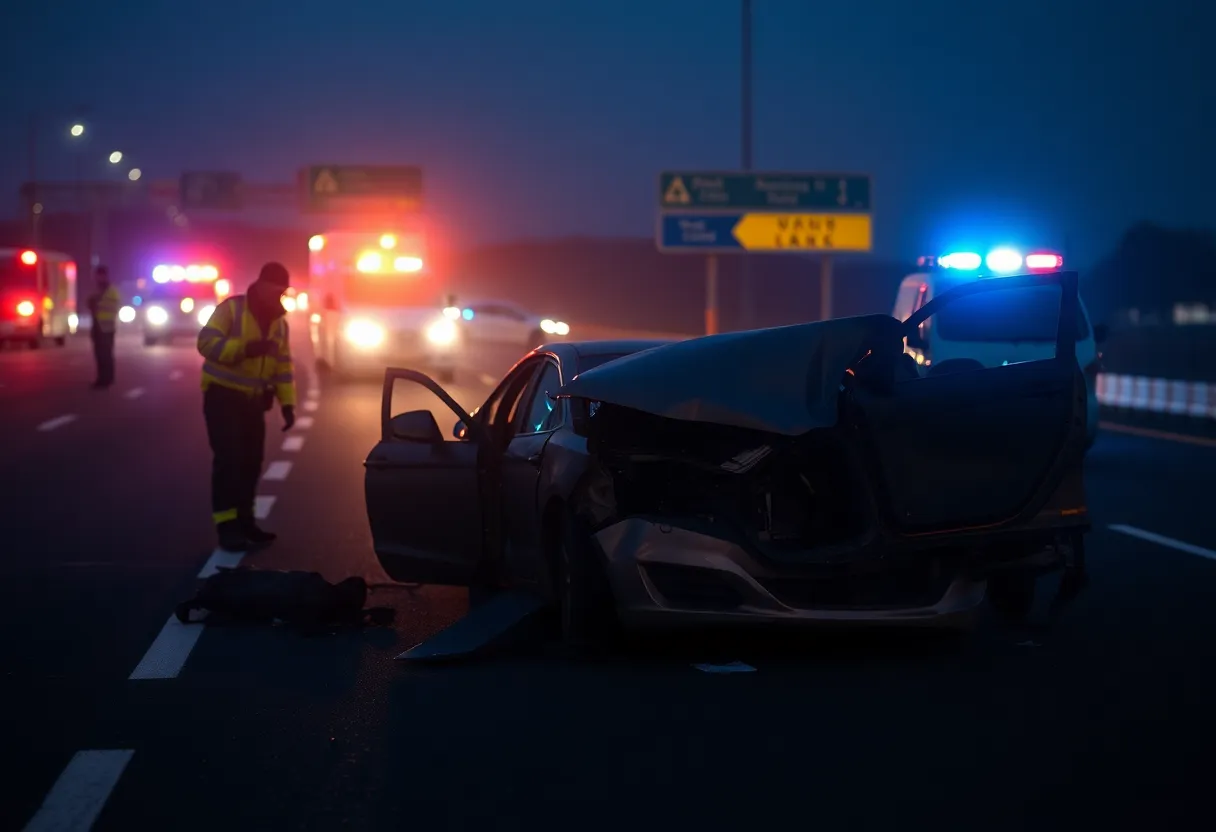 Scene of a rollover car accident on M-10 Lodge Freeway