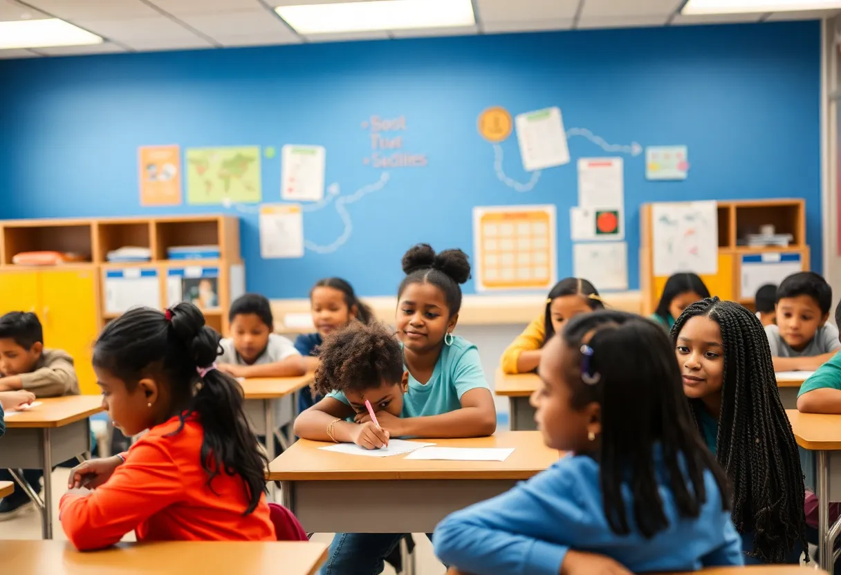 Students in a Detroit classroom engaged in learning