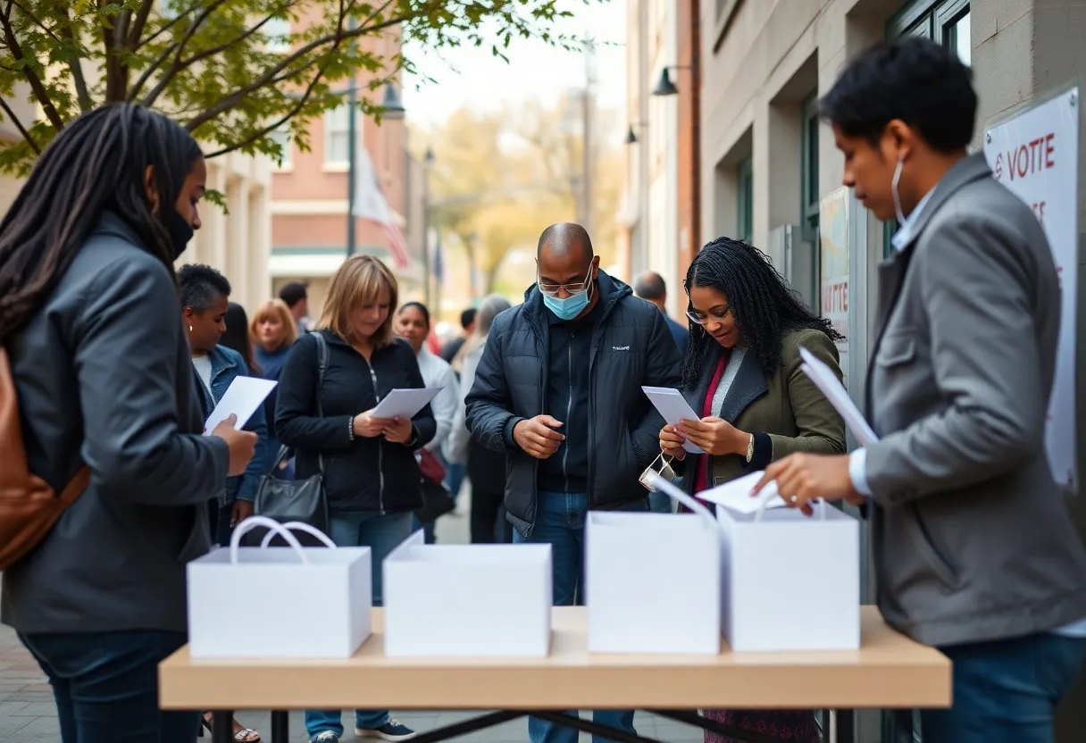 Voters casting their ballots at a polling station in Detroit