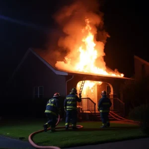 Job Dashboard Firefighters extinguishing flames at a house fire in Detroit