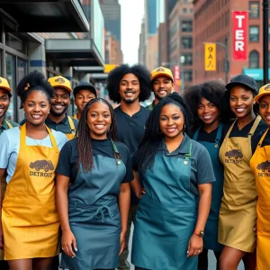 Restaurant staff wearing cultural inspired uniforms in Detroit