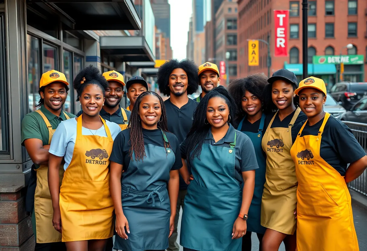 Restaurant staff wearing cultural inspired uniforms in Detroit