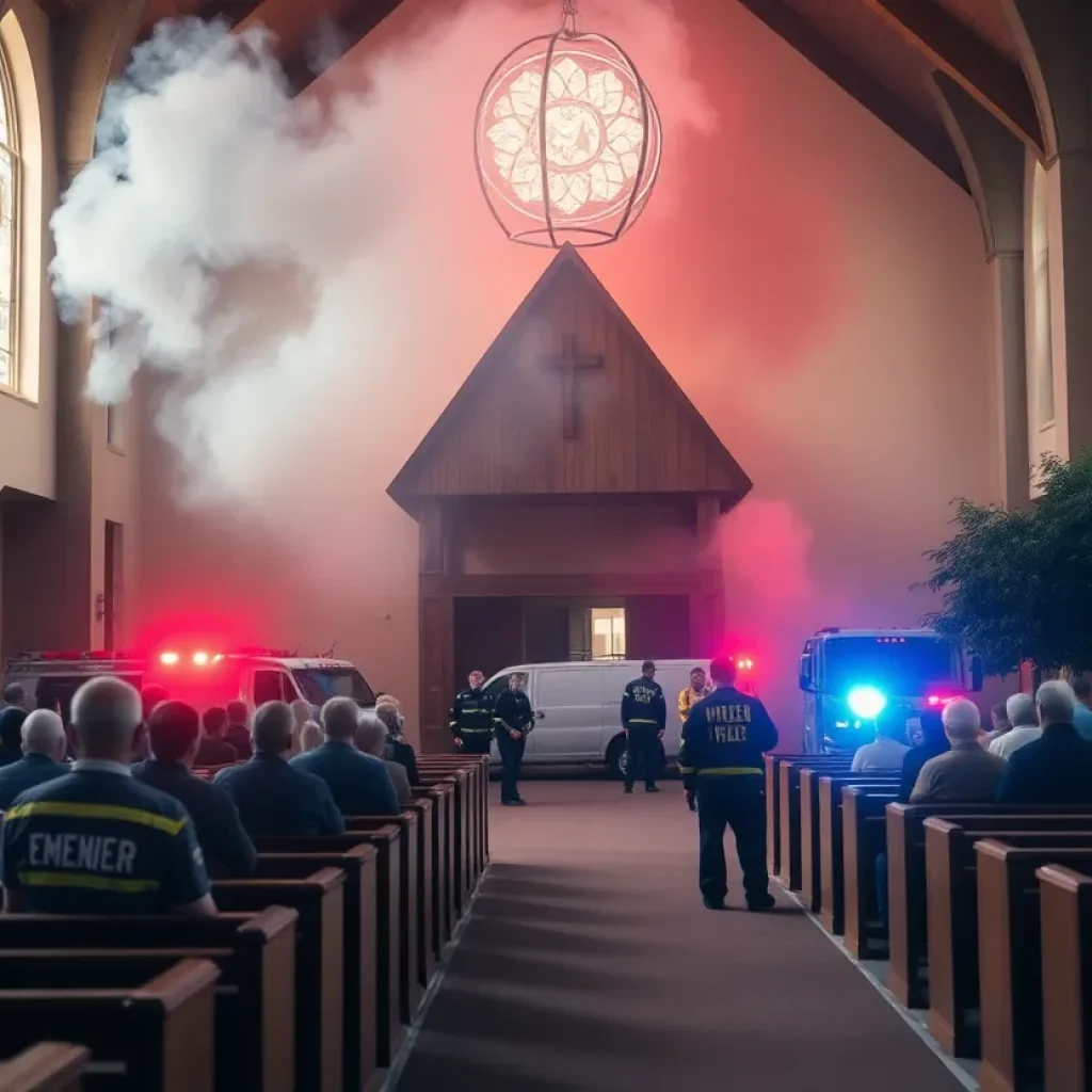 Emergency responders at the scene of a shooting at a church in Grand Blanc Township