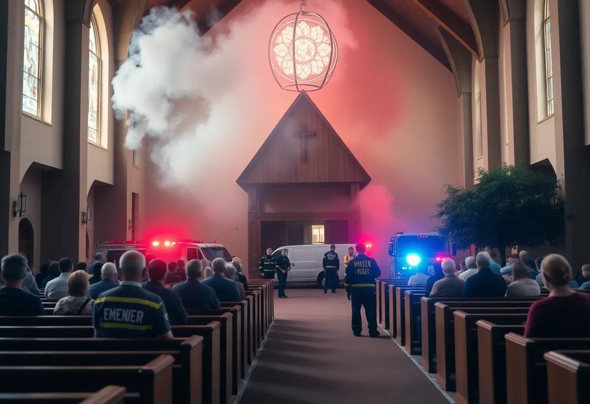 Emergency responders at the scene of a shooting at a church in Grand Blanc Township