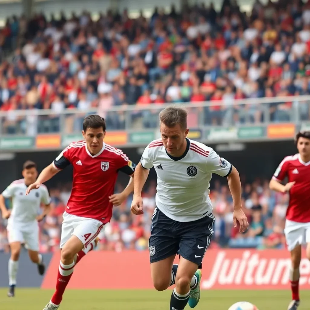 Players from Green Bay soccer team competing in a match