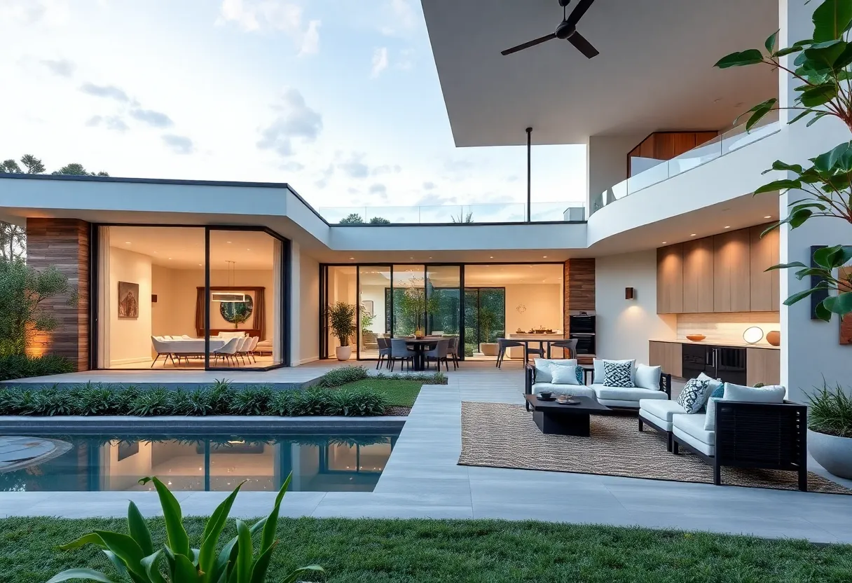 A modern home featuring smart technology and open spaces.